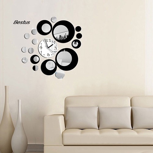 Sticker acrylic dán tường với họa tiết hình đồng hồ hiệu ứng gương dùng trong trang trí nhà