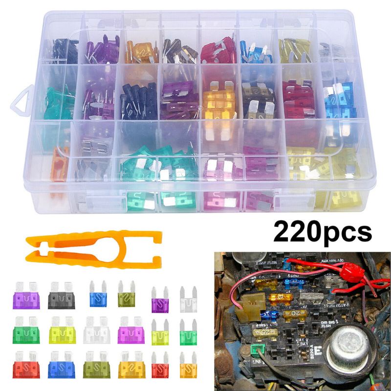 Set 220 Cầu Chì Lưỡi Dao Nhiều Loại Cho Xe Hơi / Xe Tải