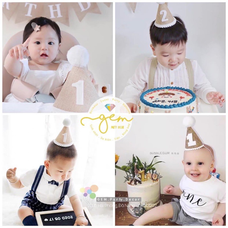Mũ sinh nhật Vintage bằng vải hàng đẹp
