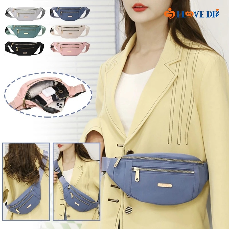 Túi Đựng Điện Thoại Đeo Chéo Ngực Màu Trơn Hai Lớp Phong Cách Thể Thao Đường Phố Hàn Quốc