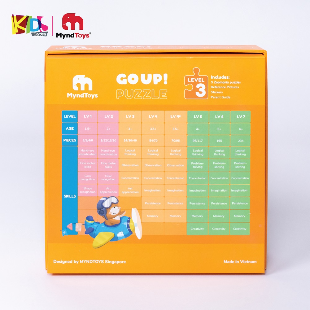 Đồ chơi xếp hình cho bé bộ ghép hình MYNDTOYS  24-30-40 mảnh với 3 chủ đề cho trẻ từ 3 tuổi MT08-GO3Zoo