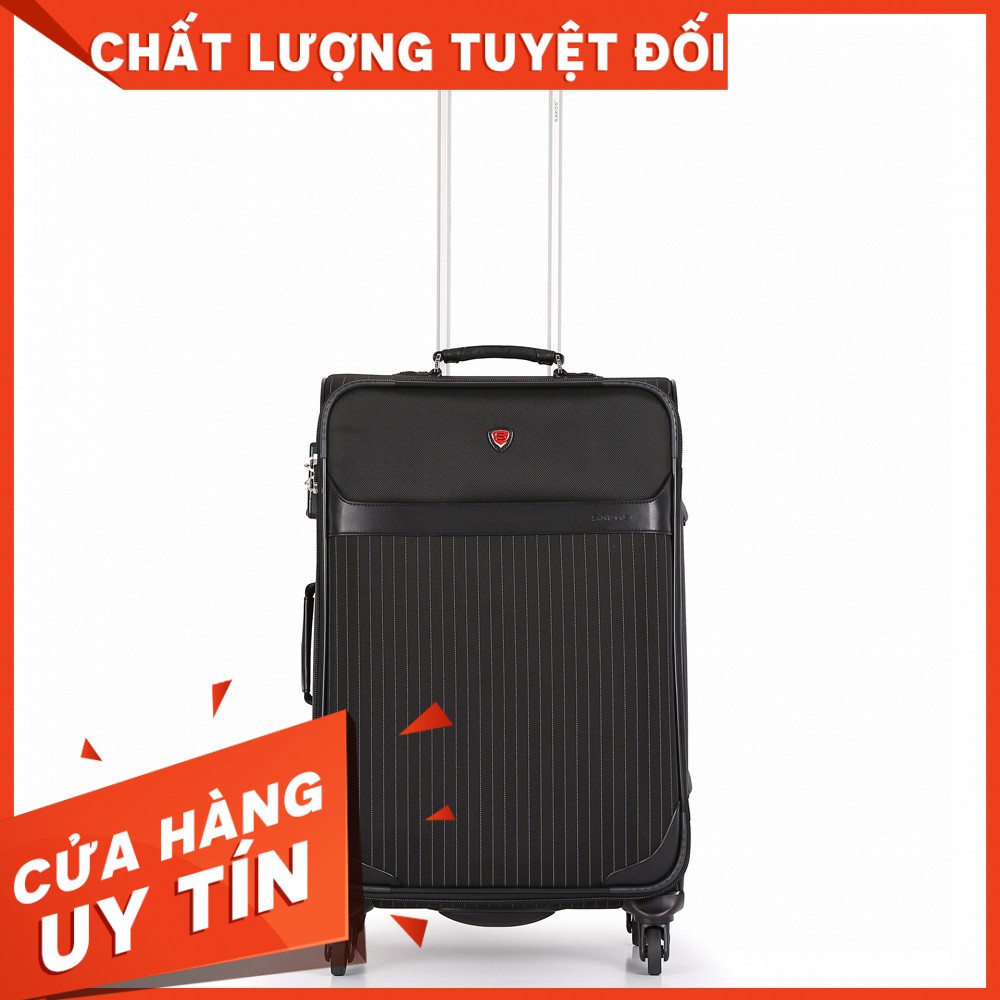 Vali vải du lịch phối da SAKOS HEMERA 5 (Đen sọc trắng phối đen)