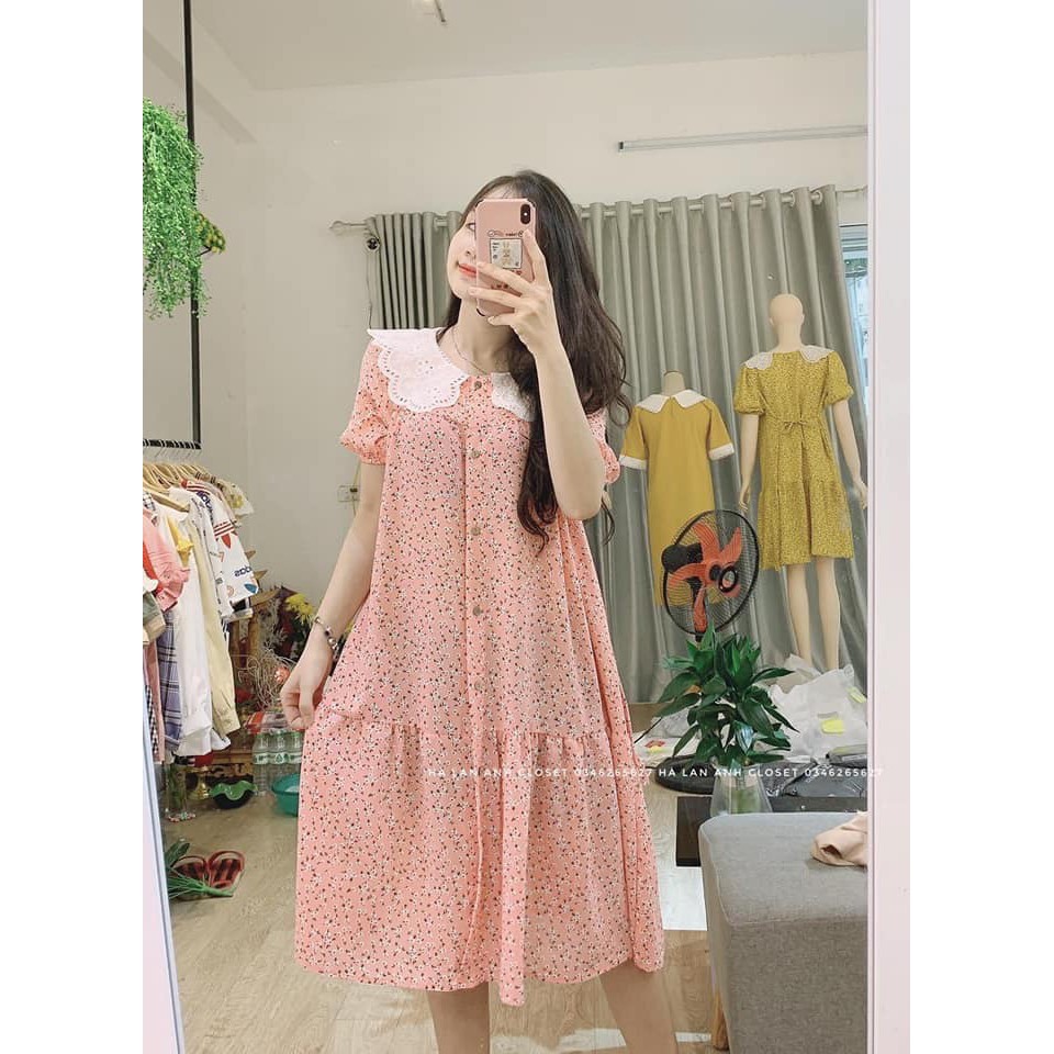 Váy Bầu Hè Đầm Bầu Hoa Nhí Dáng Suông freesize từ 45-75kg