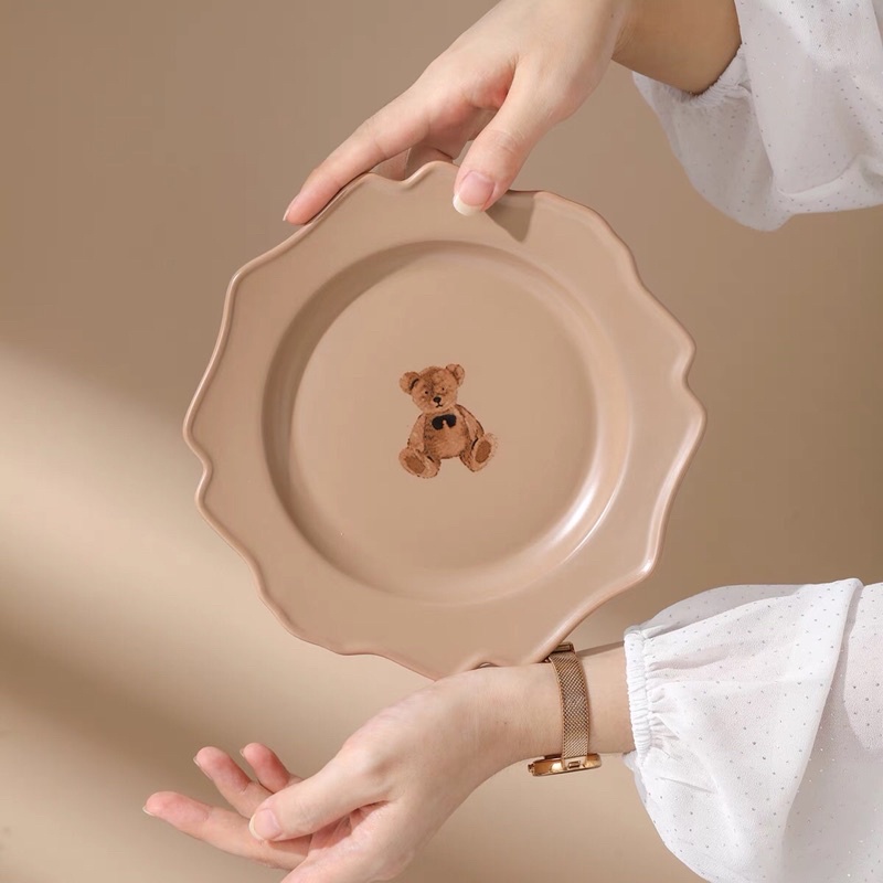 Set bát đĩa sứ gấu, set bát kiểu Hàn cute