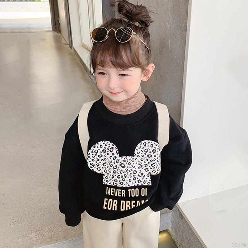 Áo thun tay dài chất liệu polyester thoáng khí hoạ tiết hoạt hình cho bé gái