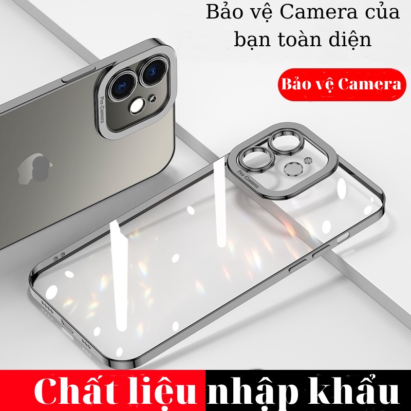 Ốp lưng trong suốt không ố vàng viền màu, Iphone Xs max sang trọng X/Xs/11/11pro/11promax/12/12pro/12promax/13/13p/13pm