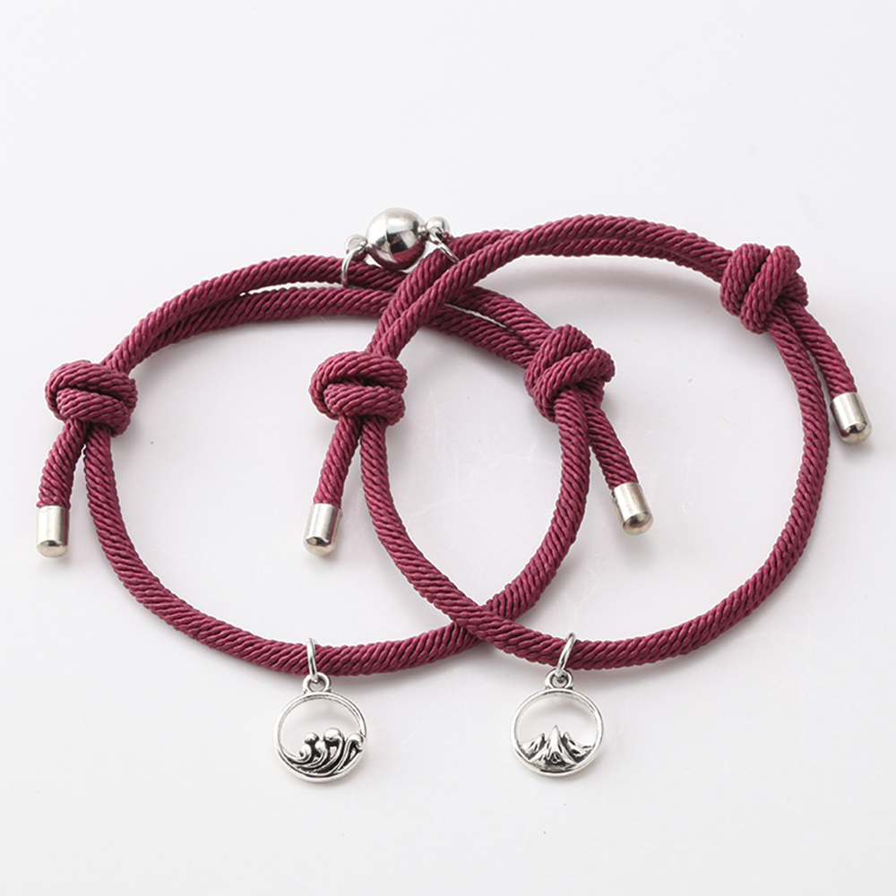 Bộ 2 vòng đeo tay dây bện có khóa nam châm cho cặp đôi