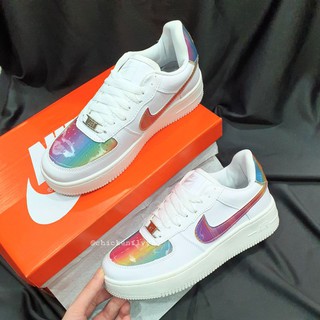 ẢNH THẬT:Giày trắng NAF1SF cầu vồng  Giày Thể Thao Nữ/Giày Thể Thao Nam/Giày Sneaker/GÀ BAY