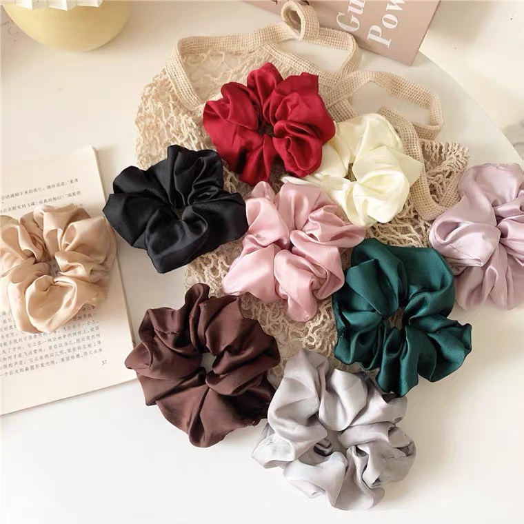 Dây Buộc Tóc Scunchies Các Màu Vintage Ảnh Thật