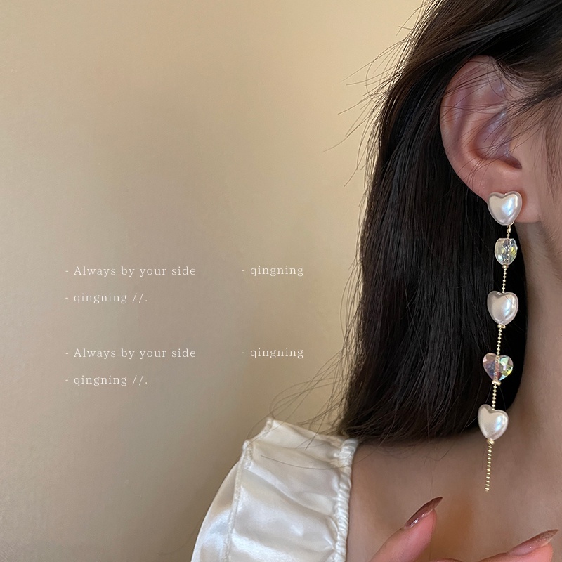 Bông Tai Bạc 925 Dáng Dài Đính Ngọc Trai Dễ Thương Phong Cách Nhật Hàn 1