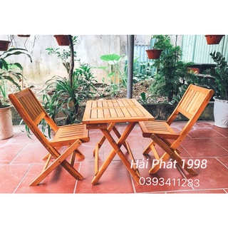 Combo 1 bàn 2 ghế gỗ cà phê