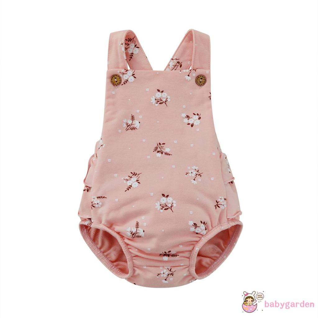 Bộ Áo Liền Quần Cổ Vuông Không Tay In Hoa Thời Trang Mùa Hè Cho Bé Gái 0-2 Tuổi