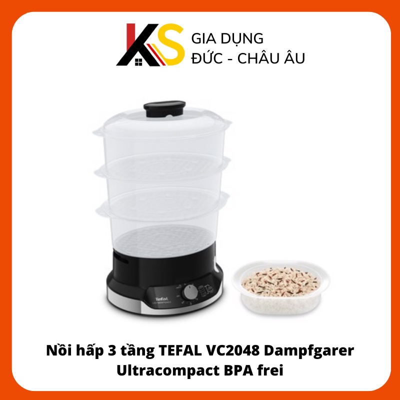 Nồi hấp 3 tầng TEFAL VC2048 Dampfgarer Ultracompact BPA free