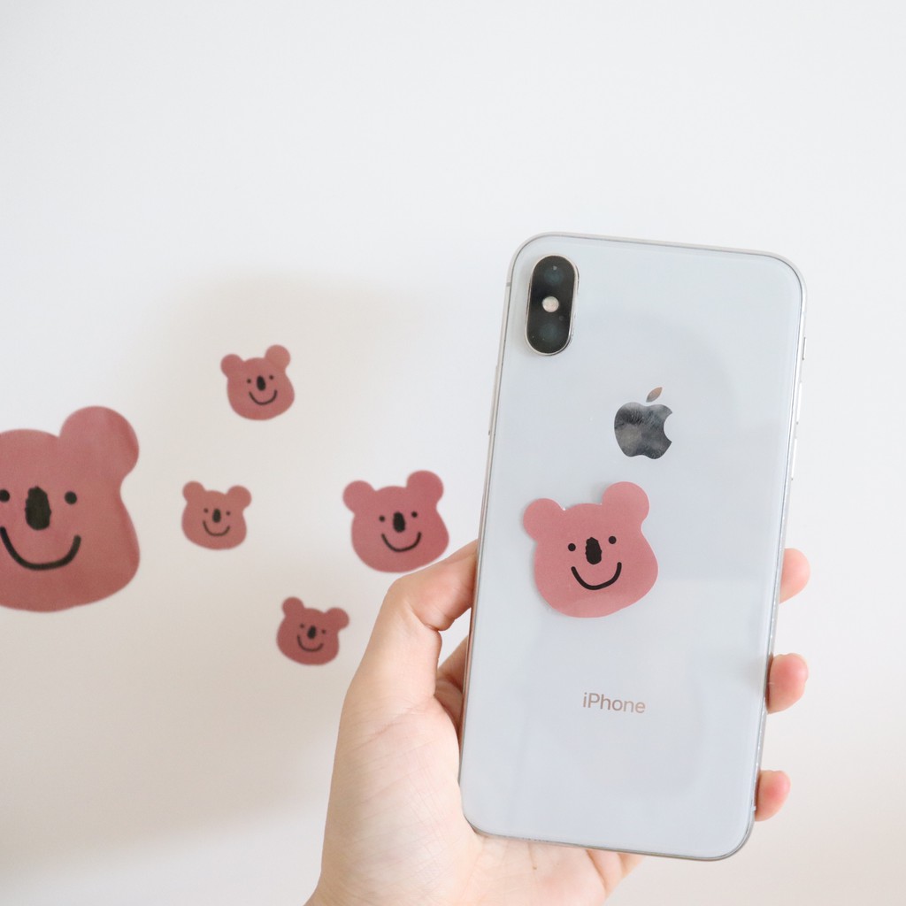 Miếng dán trang trí họa tiết chú gấu hoạt hình dễ thương phong cách Hàn Quốc