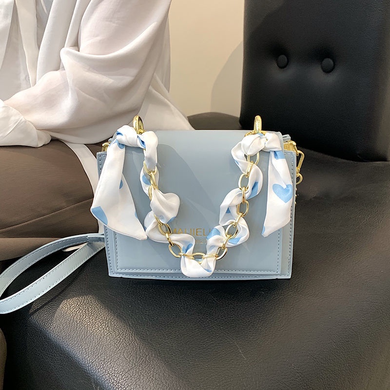 Túi đeo chéo phối dây xích thời trang hè thanh lịch sang trọng cho nữ 2021