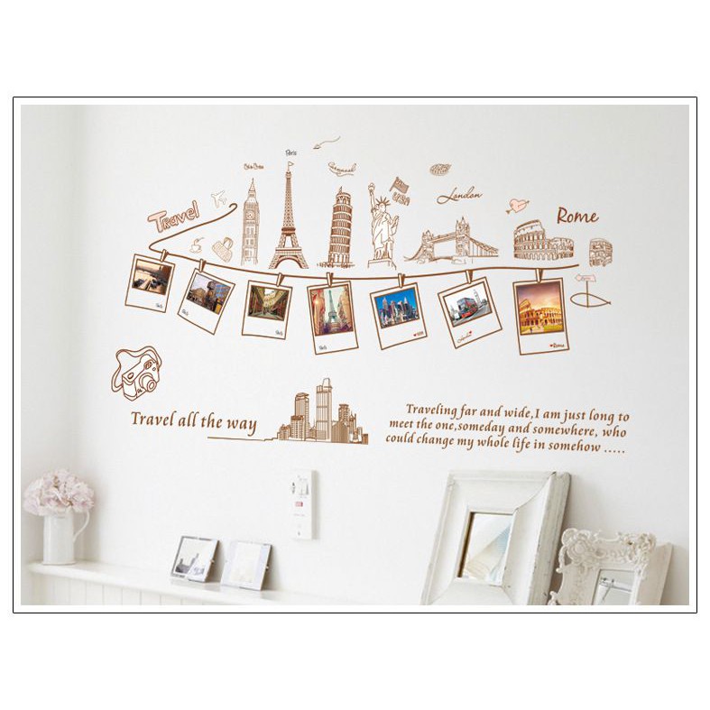 Decal dán tường Treo ảnh du lịch DKN041