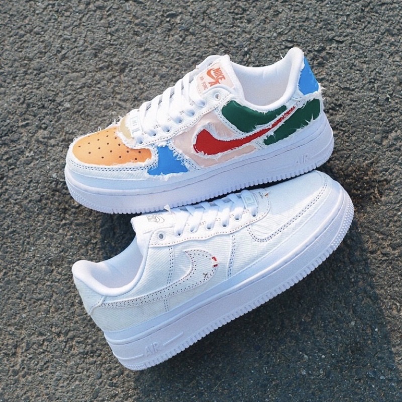 Giày Force Trắng Xé Nhiều Màu Nam Nữ