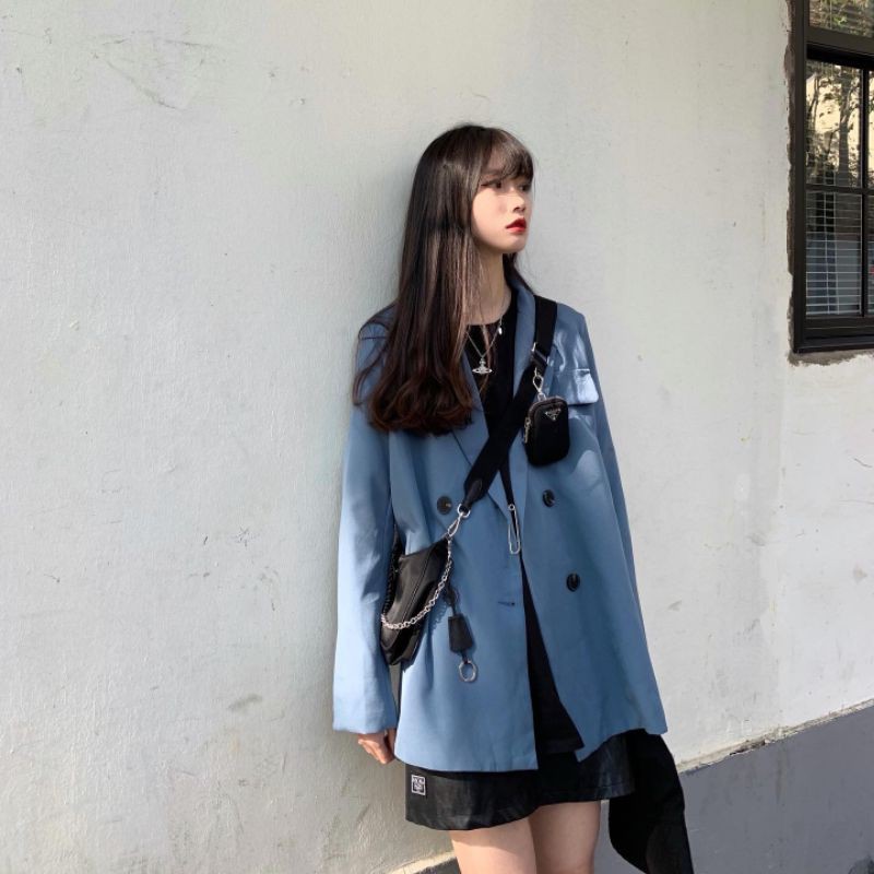 (Hàng Đẹp)Ảnh thật 4 hình cuối-Áo blazer oversize thời trang Hàn Quốc (2 mẫu)