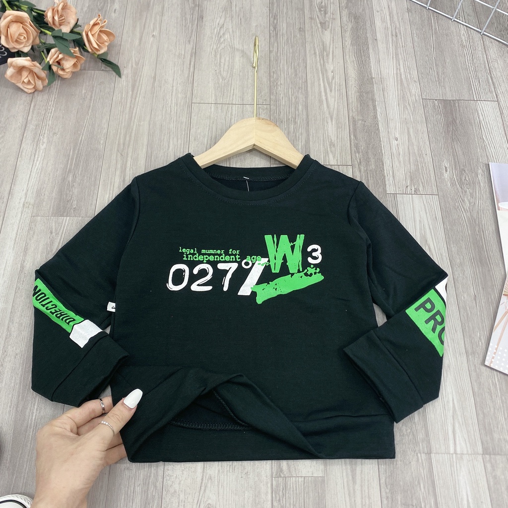 Áo thu đông &quot;027 W3&quot; 14-45kg cho bé trai 4-14 tuổi. Áo nỉ thu đông da cá ấm áp cho bé. B42