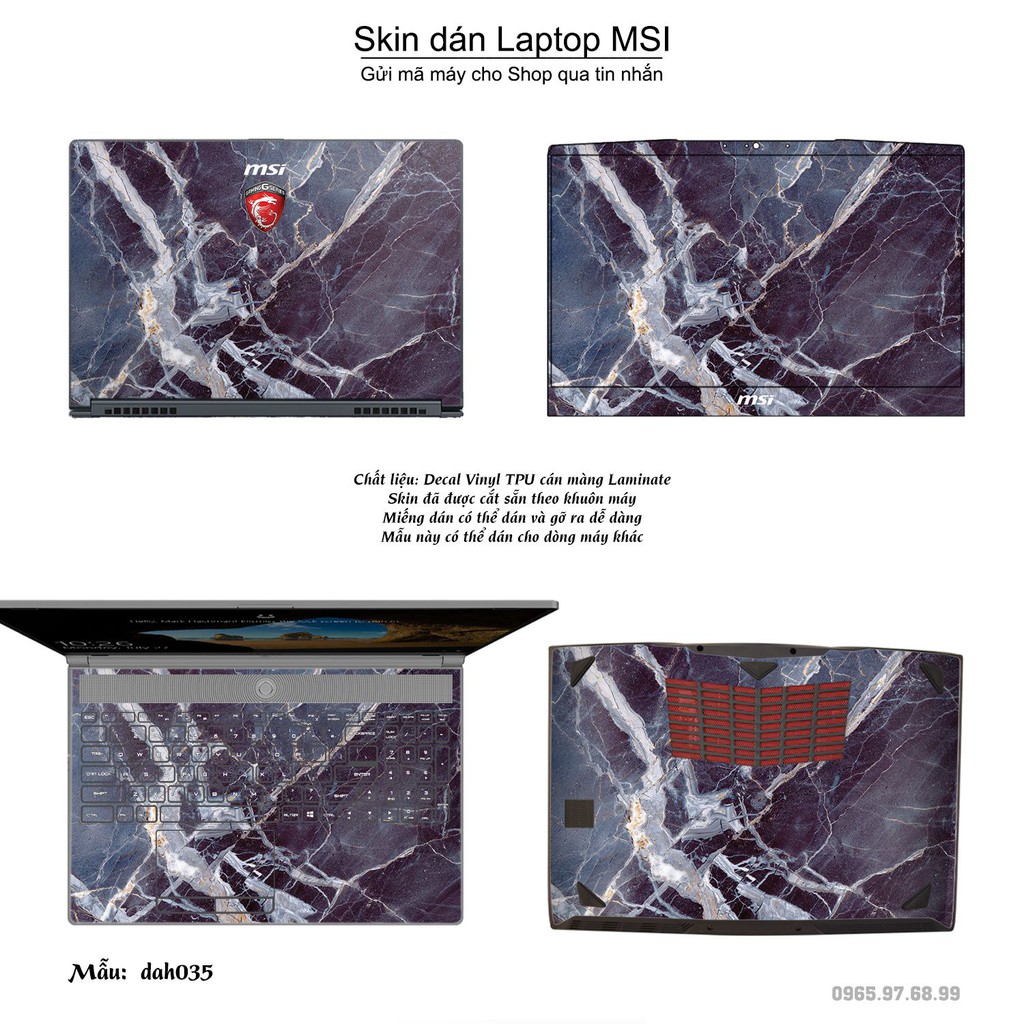 Skin dán Laptop MSI in hình vân đá bộ 2 (inbox mã máy cho Shop)