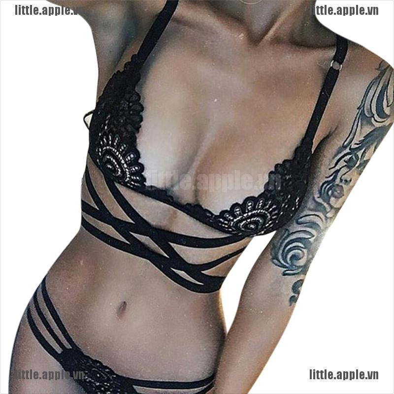 [LI] Sexy Women Lingerie Hollow Out Bandage Lace Sexy Underwear Suit Nightwear Black [LEVN] | BigBuy360 - bigbuy360.vn