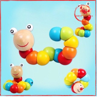 Sâu gỗ đồ chơi cho bé/ đồ chơi tập cầm nắm/ đồ chơi gỗ an toàn