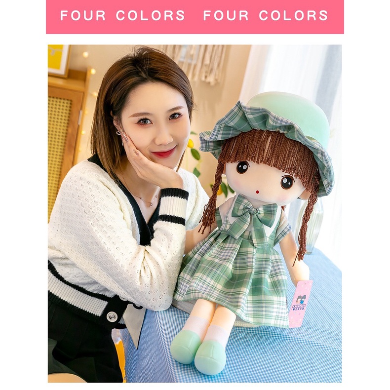 BÚP BÊ GẤU BÔNG VÁY KẺ CARO CHO BÉ GÁI KÍCH THƯỚC 45CM VÀ 60CM