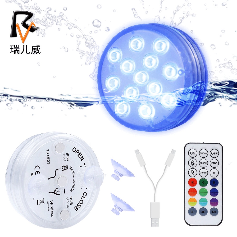 Đèn 13 Led Chống Thấm Nước Điều Khiển Từ Xa Sạc USB Dùng Để Trang Trí Bể Cá