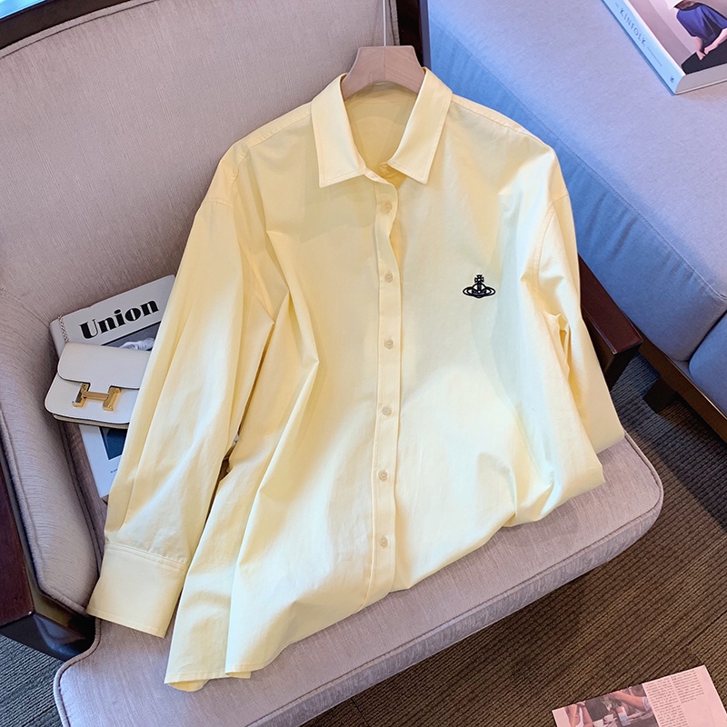 Áo sơ mi nữ ZHELIHANGFEI tay dài form rộng họa tiết thêu hợp thời trang