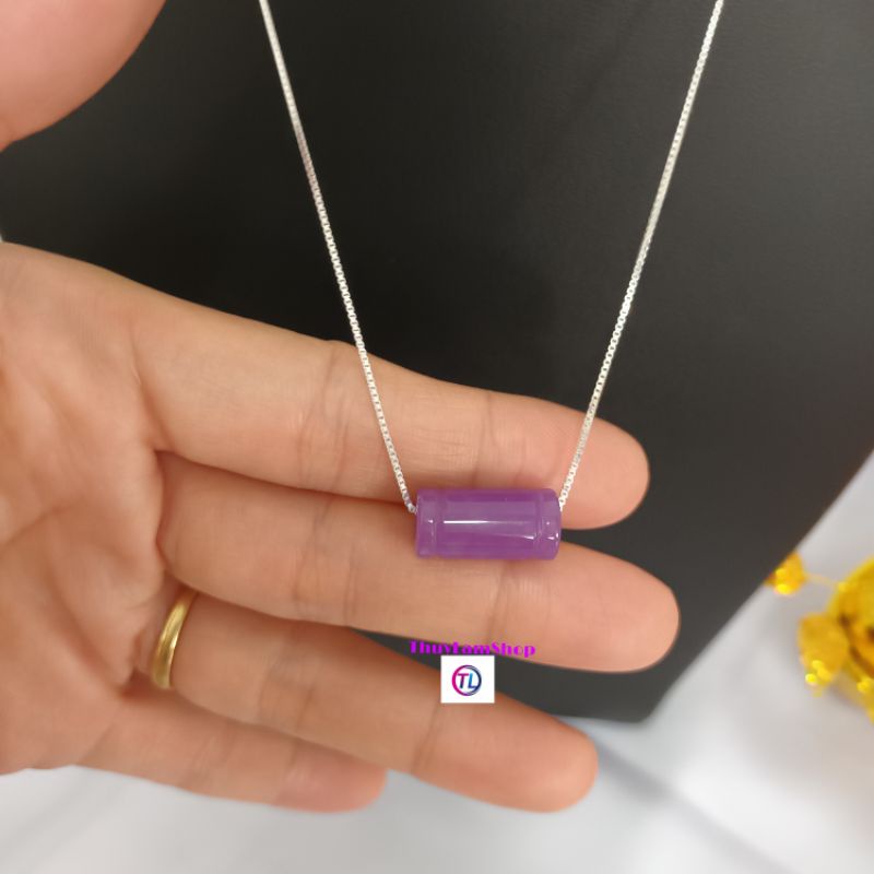 Vòng cổ dây chuyền bạc 925 vĩnh viễn bảo hành mix lu thống màu tím đầu xuôi đuôi lọt