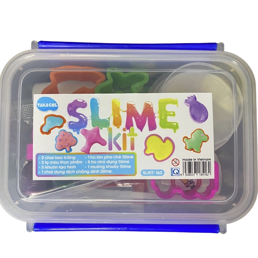 Bộ kit làm slime TAKACOL slam an toàn cho bé, bé sẽ rất vui, tặng kèm 5 màu thực phẩm kèm hũ đựng tiện dụng, slam KITBAS