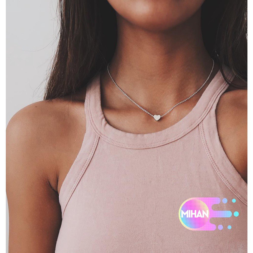 Dây chuyền mặt hình trái tim nhiều màu phong cách thời trang Bohemian dành cho nữ Mihan1