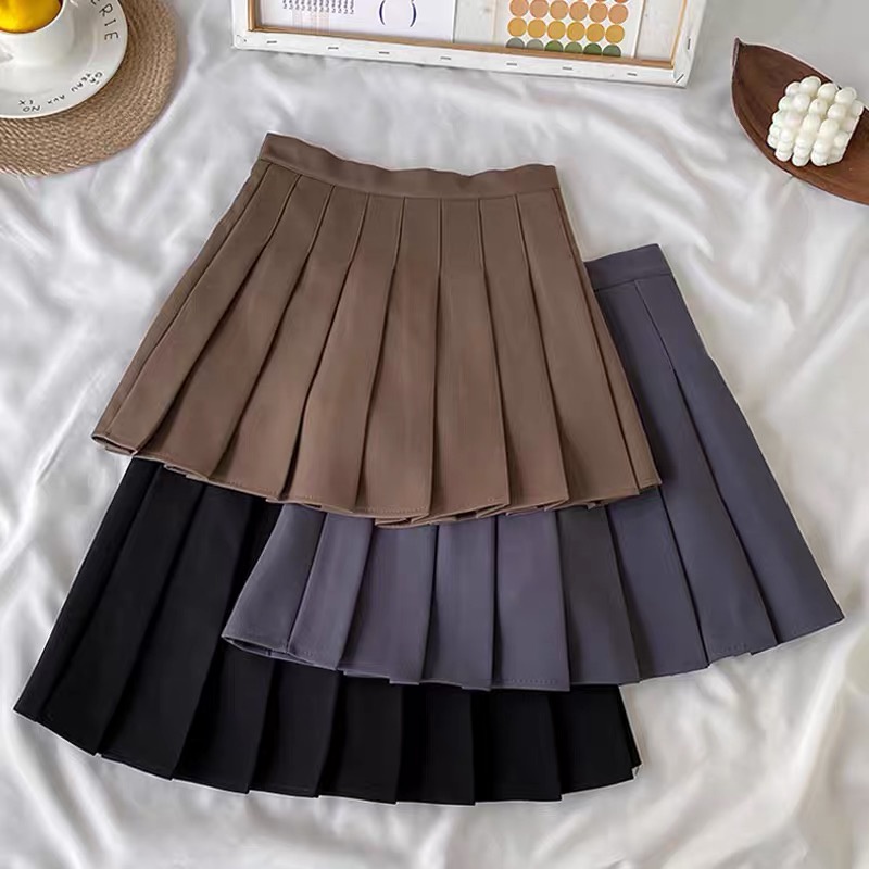 Chân váy Tennis nâu tây xinh xắn tiểu thư dáng xoè chữ A