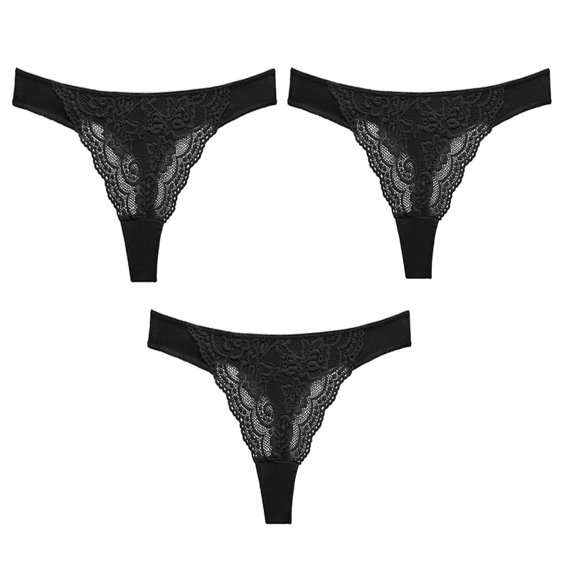 3 Quần lót CUTEBYTE vải cotton phối ren rỗng lọt khe thông thoáng thời trang size M-XL