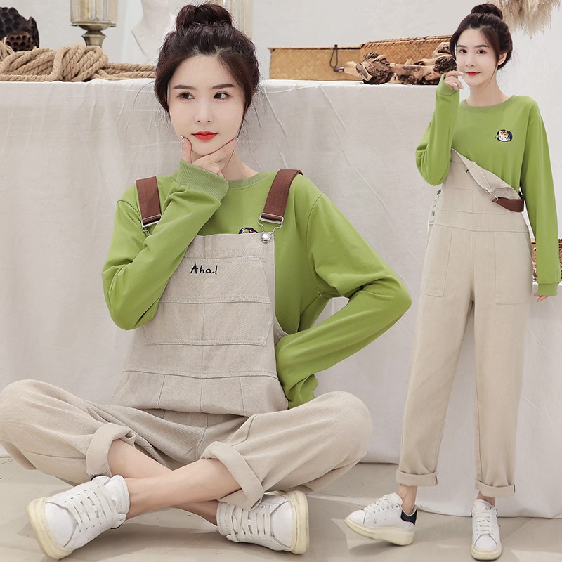 Quần yếm ulzzang hai màu siêu hot ✨FREE SHIP✨Quần kaki thêu AHA dây phối LAVUSA | BigBuy360 - bigbuy360.vn