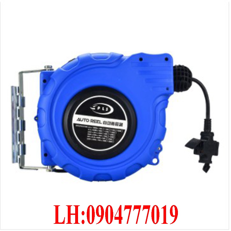 Cuộn dây điện tự rút 2cx1,5mm2 dài 15m kèm ổ cắm đôi, ổ cắm ba. Rulo điện tự sắp xếp, trục xoay tự động thu gọn dây