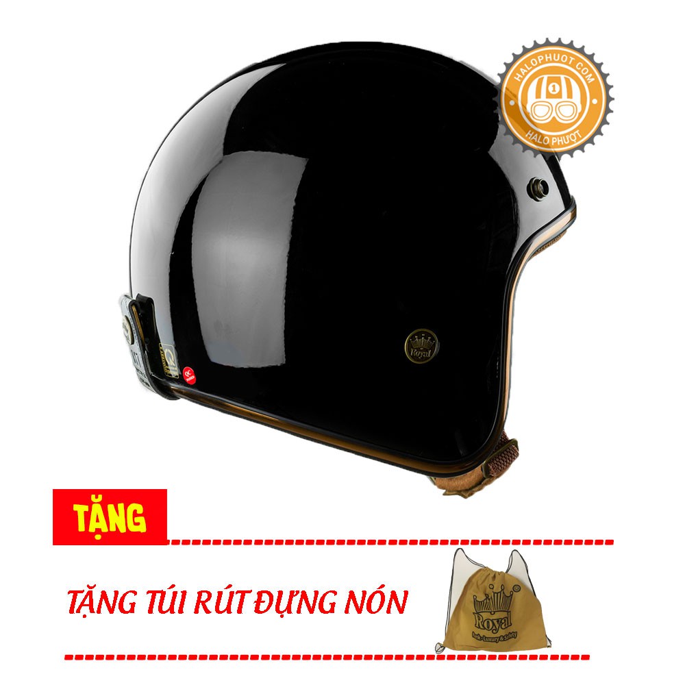 Nón bảo hiểm 3/4 Luxury Royal M20C Đen Bóng