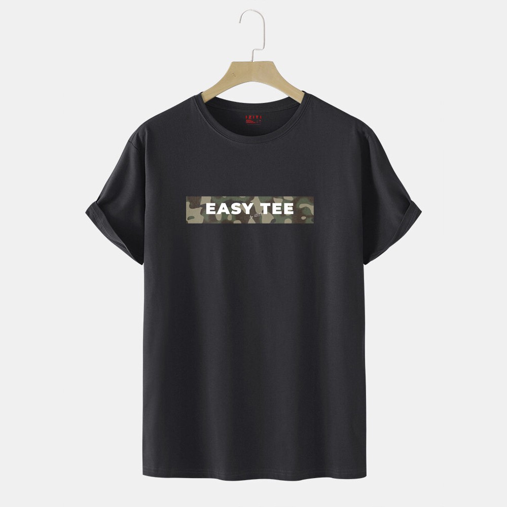 Áo thun nam cổ tròn in chữ cá tính EASY TEE Cotton 100% - Áo phông nam không cổ tay ngắn - IZITI Graphic