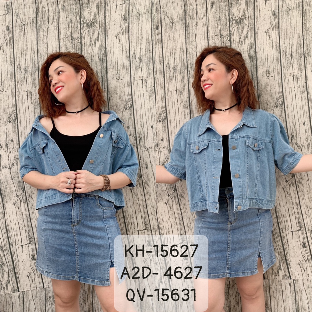 Váy quần BIG SIZE Jean co giãn Xẻ đùi QV.QC - 15631