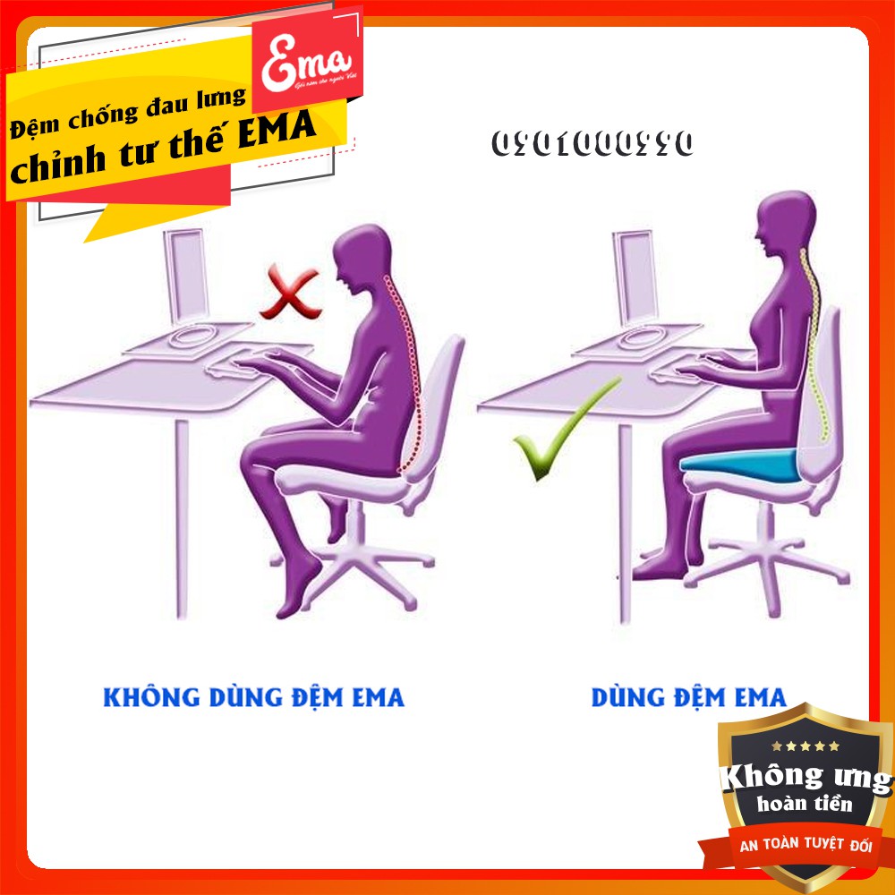 ⭐YÊU THÍCH NHẤT⭐Đệm chống đau lưng EMA cho dân văn phòng, lái xe - Giảm đau lưng, thần kinh tọa, chống gù lưng, thoát vị