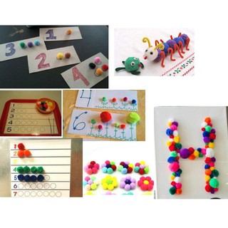 Quả bông pompom nhiều size(túi to)