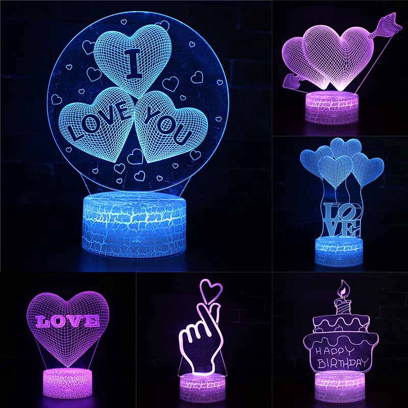 Đèn ngủ LED OSSAYI 3D để bàn hoạt động USB/pin điều khiển từ xa phong cách lãng mạn làm quà tặng sinh nhật lễ tình nhân