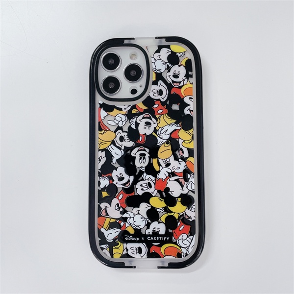 Ốp Điện Thoại Viền Đen Hình Mickey Donald 2 Trong 1 Cho iPhone 13 13 Pro Max 12 12Pro 12ProMax 111Promax X