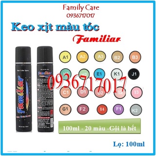 combo 6 keo xịt tóc màu tạm thời Familiar- gội là hết lọ 100ml+ plac giầy