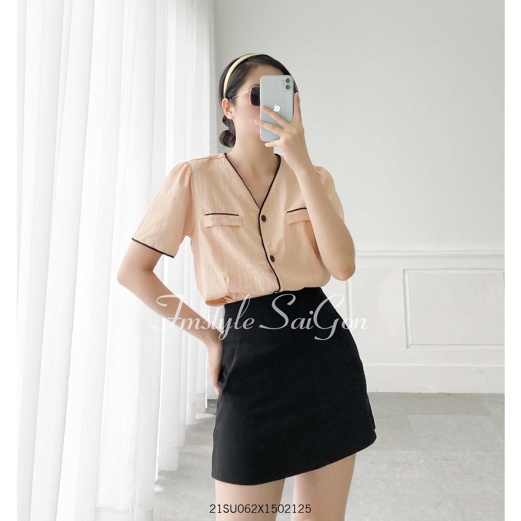 Áo tay ngắn túi nắp viền màu ulzzang thời trang nữ Fmstyle Saigon 21SU062X1502 | BigBuy360 - bigbuy360.vn