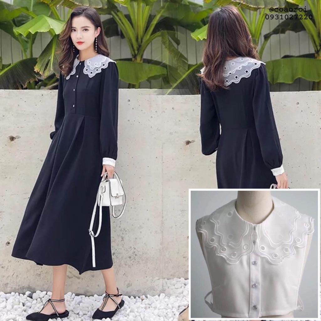 Cổ áo sơ mi rời cách điệu phối với đầm, áo - Mã AO53