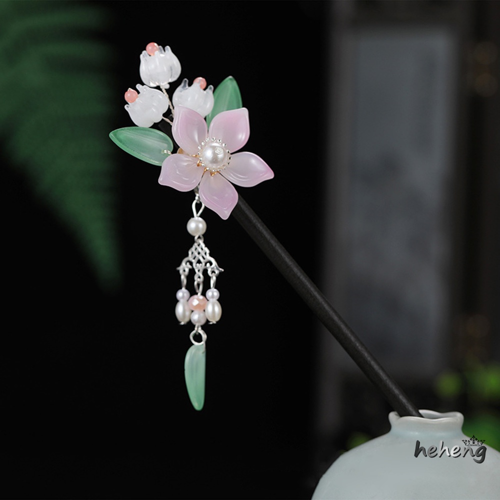 Trâm Cài Tóc Bằng Gỗ Đính Hoa Tua Rua Phong Cách Trung Hoa Cổ Điển Ngọt Ngào Dành Cho Sườn Xám