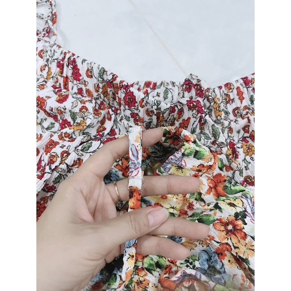 Áo biệt vai babydoll hoa nhí xuất dư xịn