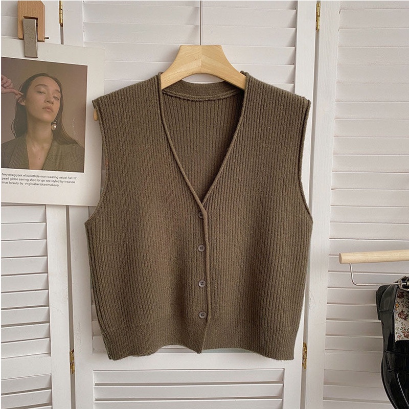 Áo Cardigan Dệt Kim Cổ Chữ V Màu Trơn Phong Cách Hàn Quốc Thời Trang Mùa Thu Mới Cho Nữ