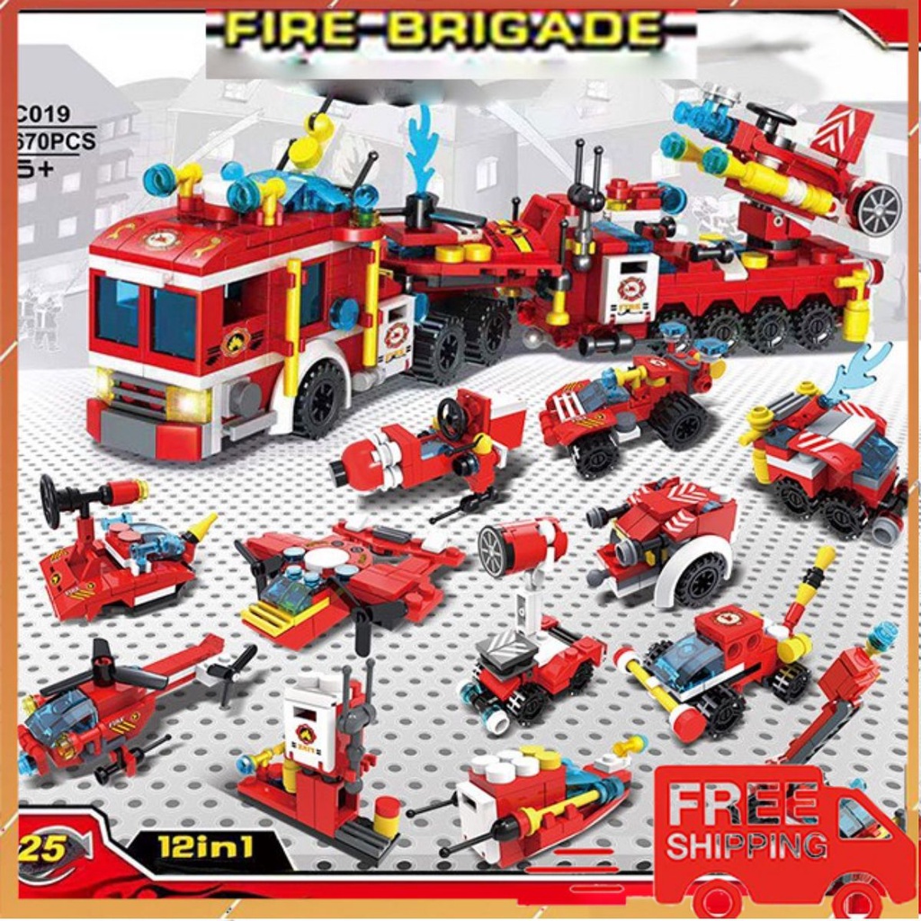 Đồ Chơi Xếp Hình Xe Cứu Hỏa [FREESHIP❤️] Cỡ Lớn Dành Cho Bé